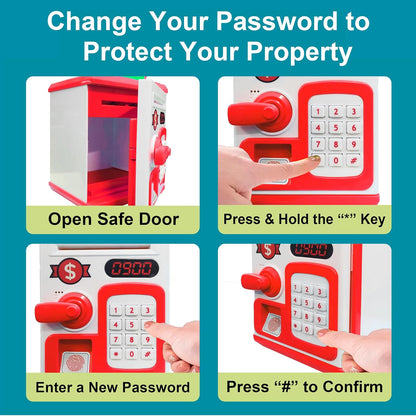 Electronic Fingerprint Money Safe for Kids – Automatic Bank note Insert | Password & Touch Sensor