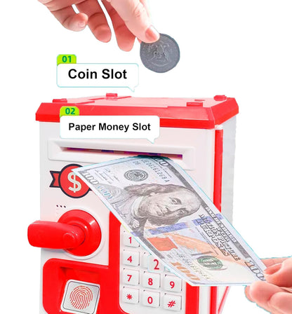 Electronic Fingerprint Money Safe for Kids – Automatic Bank note Insert | Password & Touch Sensor
