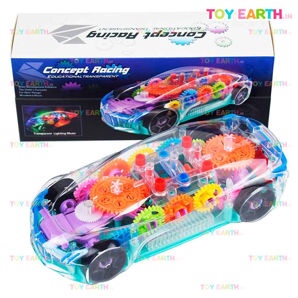 Musical Racing Car Concept 3D Light , Transparent Gear Visible Toy ToyEarth.in