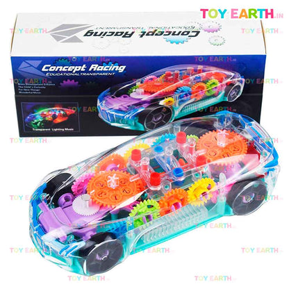 Musical Racing Car Concept 3D Light , Transparent Gear Visible Toy ToyEarth.in