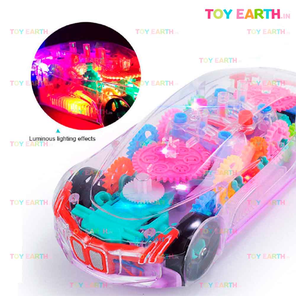 Musical Racing Car Concept 3D Light , Transparent Gear Visible Toy ToyEarth.in