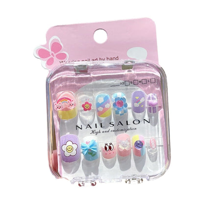 Cute Press-On Nail Art Set – Colorful Cartoon Designs (Design & Color May Vary) {Pack of 5}