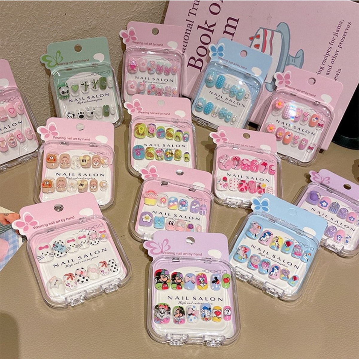 Cute Press-On Nail Art Set – Colorful Cartoon Designs (Design & Color May Vary) {Pack of 5}