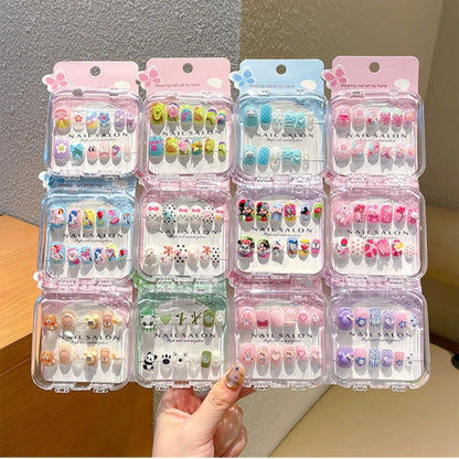 Cute Press-On Nail Art Set – Colorful Cartoon Designs (Design & Color May Vary) {Pack of 5}