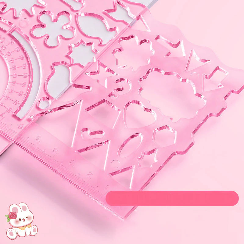 ✏️ Kawaii-Q Doodle Buddy Drawing Ruler Set – Creative Fun for Kids