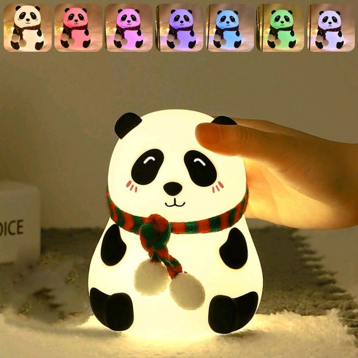 Cute Panda Silicone Night Light – Tap to Change Colors