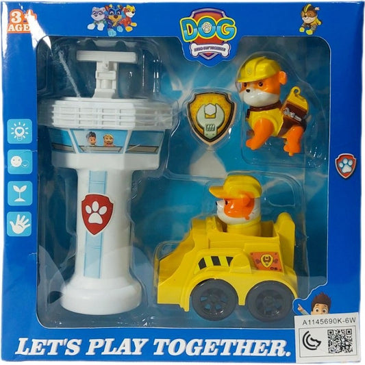 Paw Patrol Construction Dog Toy Set – Rubble Vehicle + Dog Figure + Tower (Ages 3+)