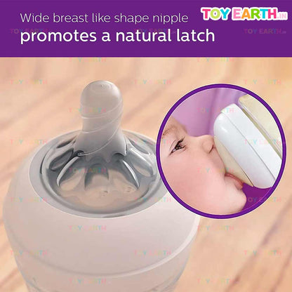 Philips Avent Natural | Milk New Born Baby Bottle | Ultra Soft Natural | Slow Flow | BPA Free | One month | Transparent ToyEarth.in
