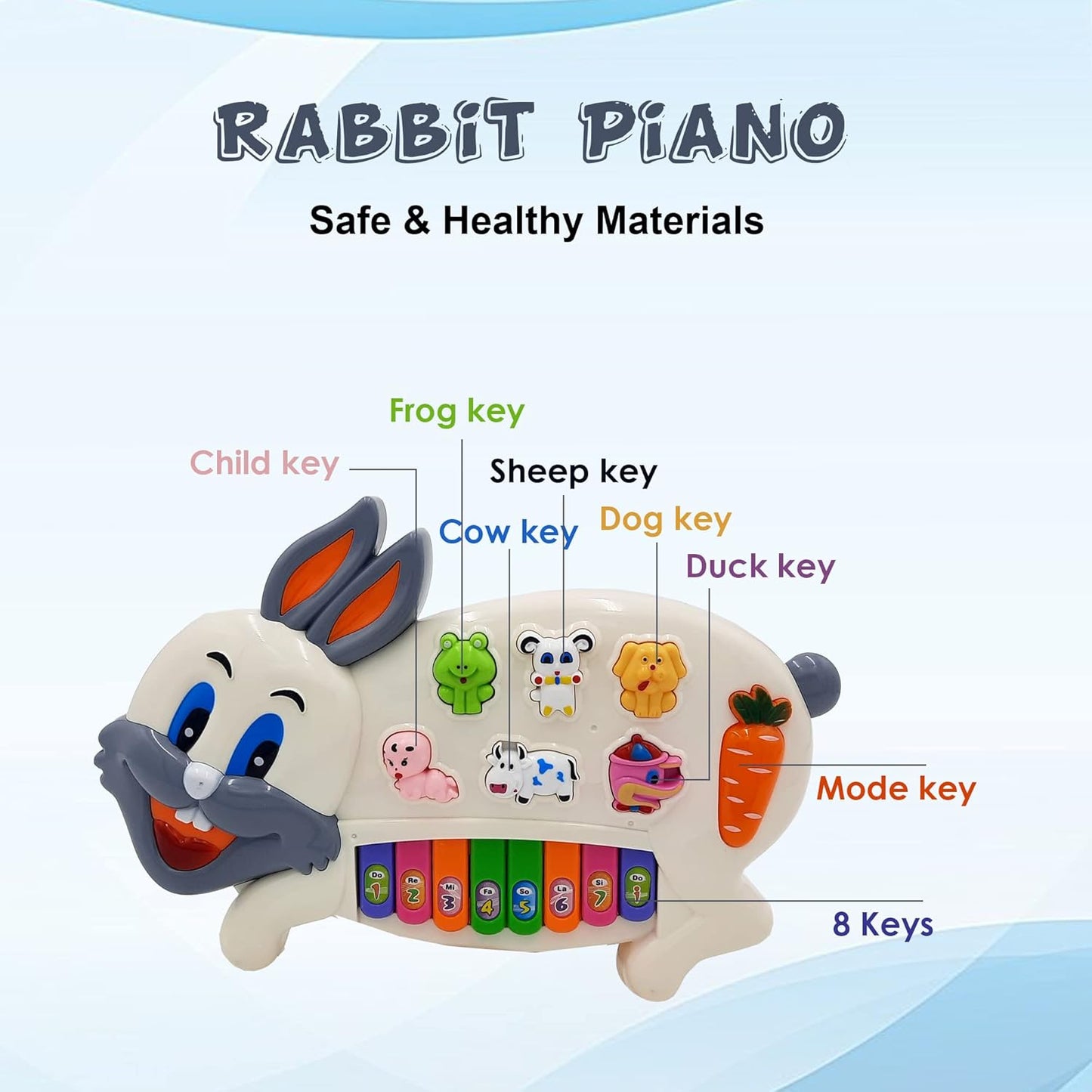 🐰 Rabbit Piano Musical Toy with Lights & Animal Sounds | Best For Toddlers, Kids, Baby