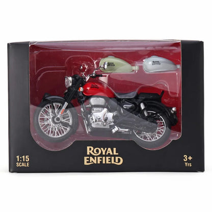 Royal Enfield Classic 350 – 1:15 Scale Die-Cast Model | Interchangeable Tanks, Pull-Back Action & Detailed Finish