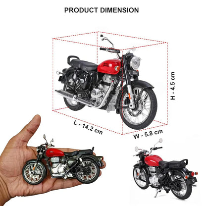 Royal Enfield Classic 350 – 1:15 Scale Die-Cast Model | Interchangeable Tanks, Pull-Back Action & Detailed Finish