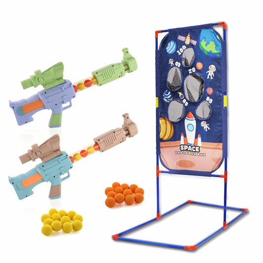 🚀 Space Explorer Pneumatic Gun Shooting Set – 2 Guns + Scoreboard + 48 Balls