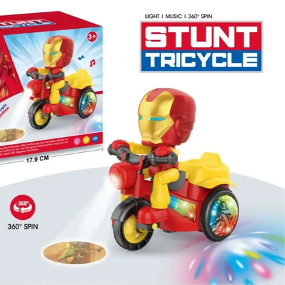 ⭐ Iron Man LED Musical Stunt Tricycle (360° Spin) | Best for Toddler