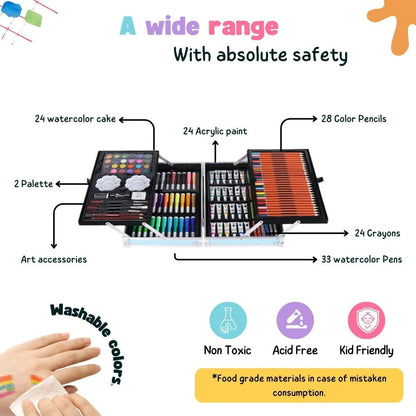 🎨 145 Pcs Art Suitcase Set – Universe Edition | Complete Coloring & Painting Kit for Kids Boys (Design may vary)