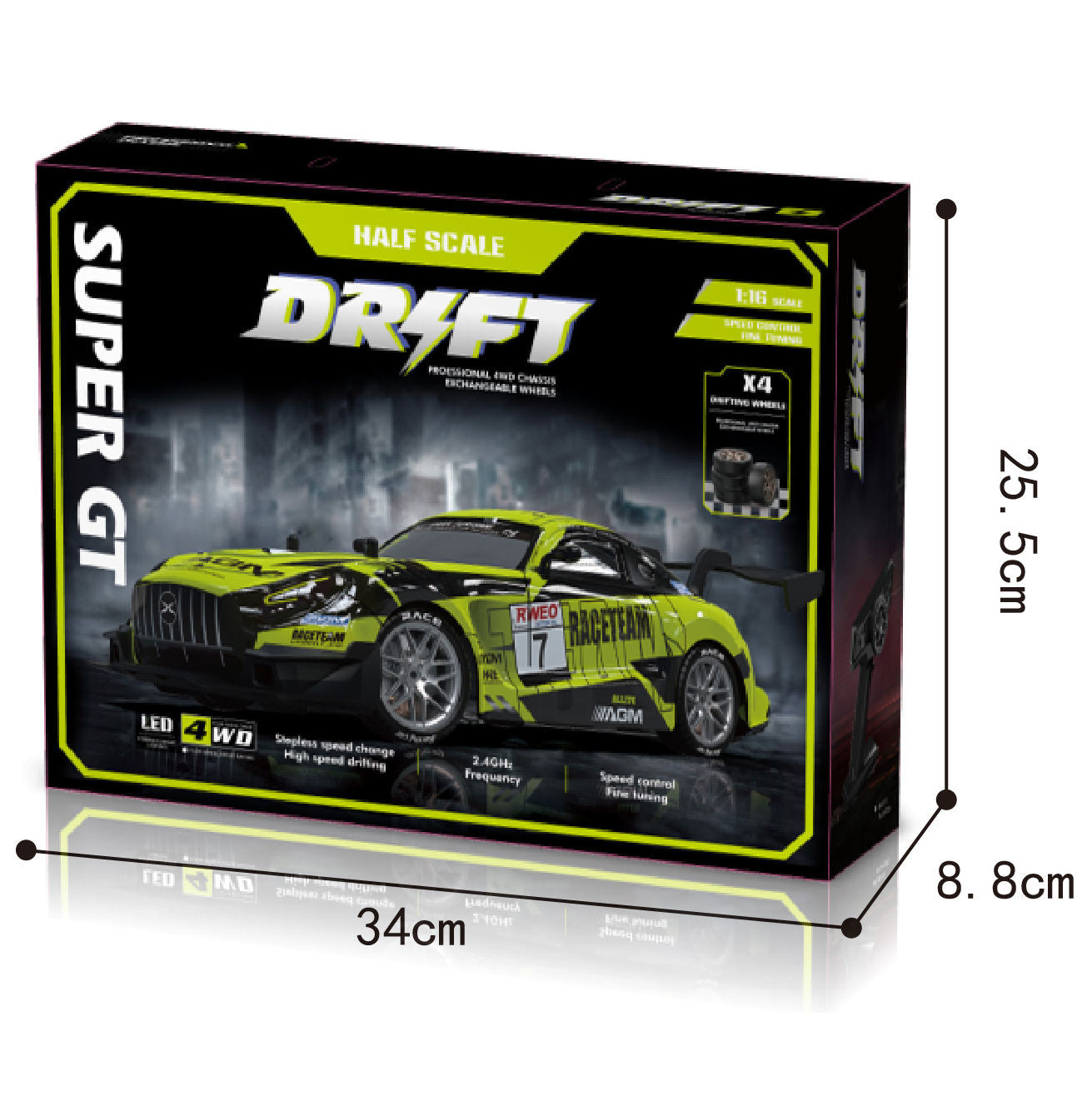 🏁 Super Drift RC Racing Car – 1:16 Scale 4WD with ESP Gyro & Changeable Drift Tyres