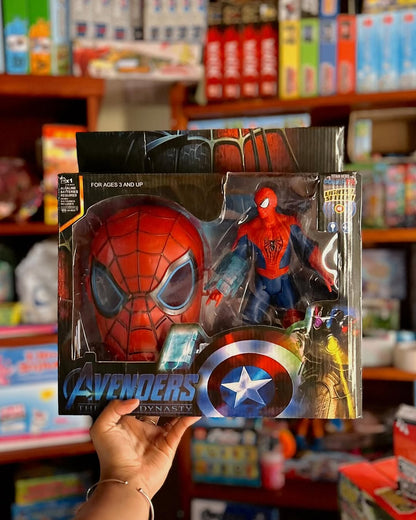 🕷️ Avengers – Spider-Man Mask & Action Figure Set | Lights & Sound | Ages 3+