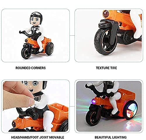 Stunt Tricycle Rider Toy – 360° Spinning, Wheelies, Lights & Music | Automatic Bump-and-Go Bike for Kids (Ages 3+)