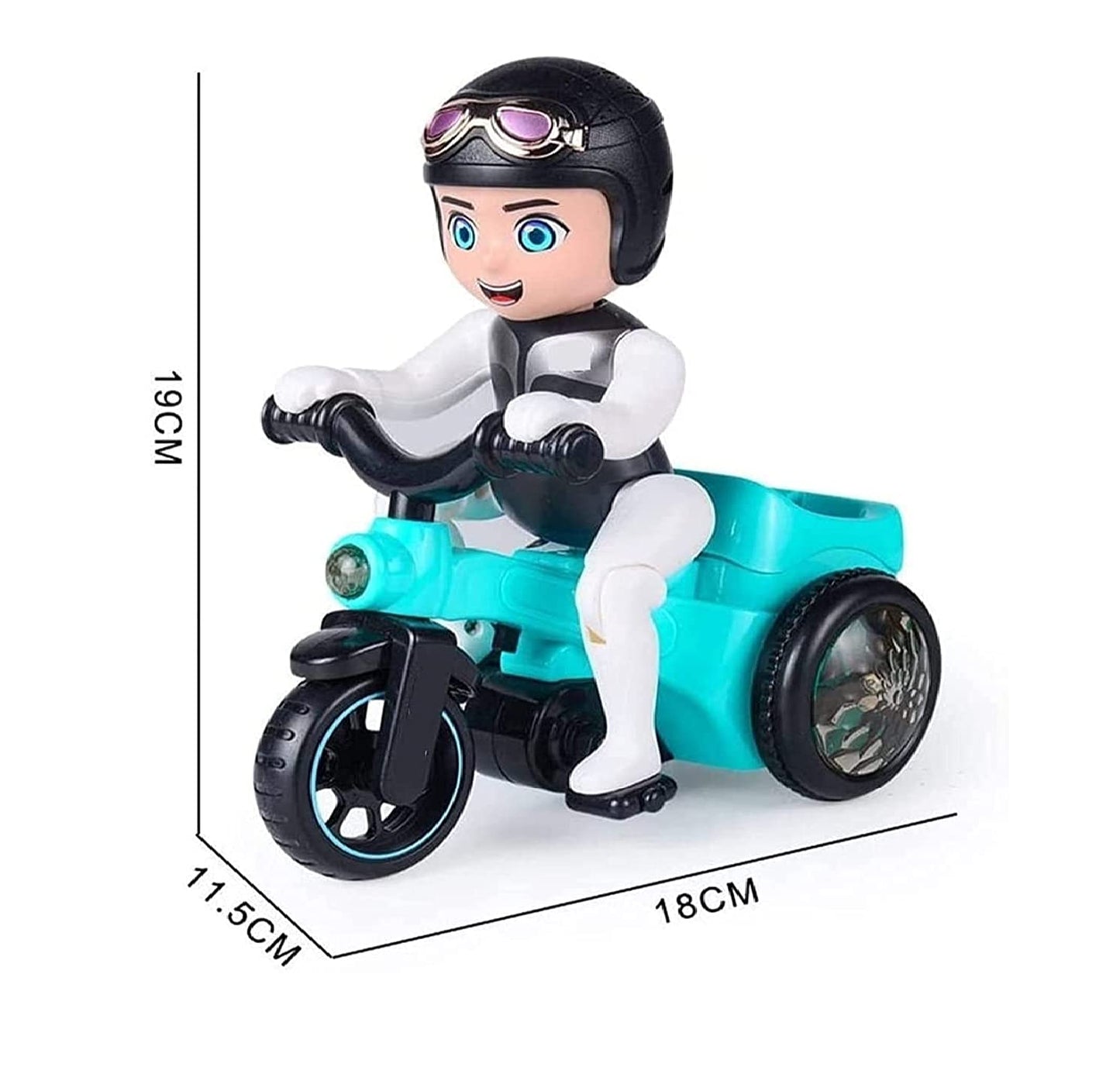 Stunt Tricycle Rider Toy – 360° Spinning, Wheelies, Lights & Music | Automatic Bump-and-Go Bike for Kids (Ages 3+)