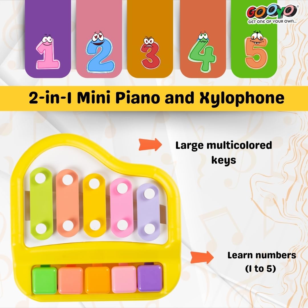 🎵 Mini 2-in-1 Piano & Xylophone – Small in Size, Big in Melodies | Color May Vary