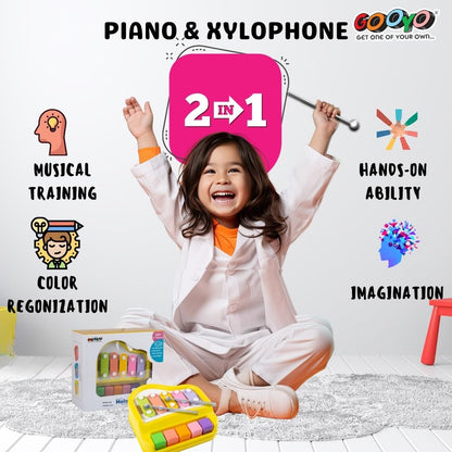 🎵 Mini 2-in-1 Piano & Xylophone – Small in Size, Big in Melodies | Color May Vary