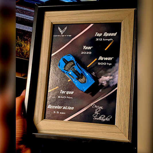 Corvette Hotwheels Frame 5*7 | Best Gift for Him | Best Gift For Valentines Day | Car Lovers Frames | Car Collection | Scale Model