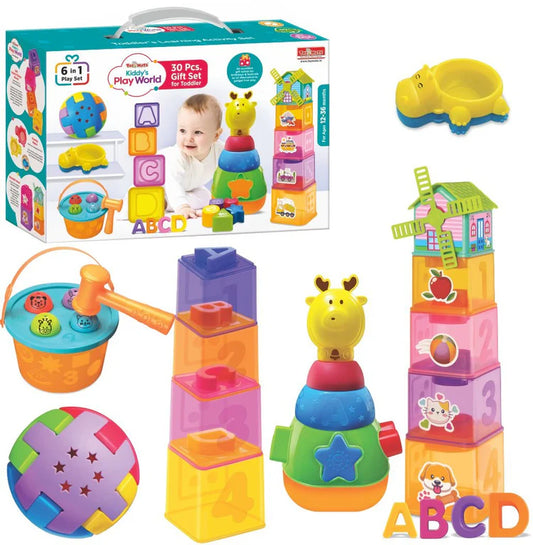 Toys Mate Kiddy's Play World – Premium 30-Piece Toddler Gift Set (6-in-1 Activity Kit | Ages 12–36 Months)