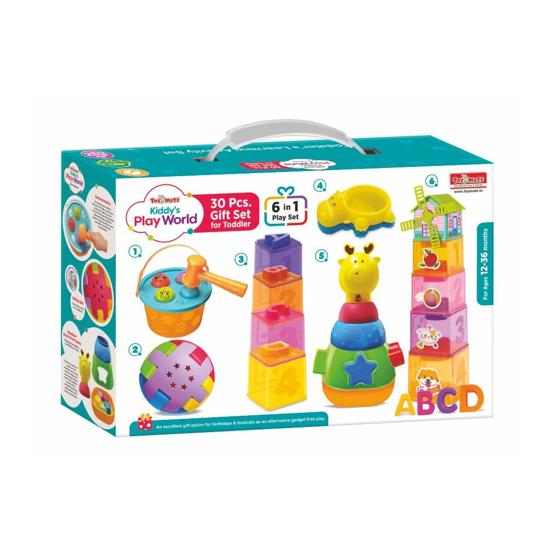 Toys Mate Kiddy's Play World – Premium 30-Piece Toddler Gift Set (6-in-1 Activity Kit | Ages 12–36 Months)