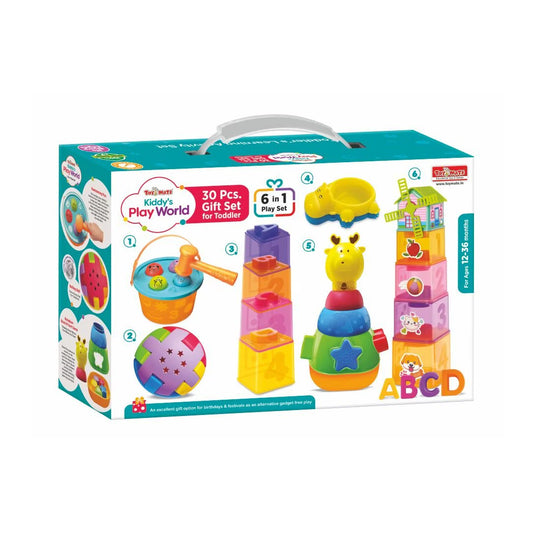 Toys Mate Kiddy's Play World – Premium 30-Piece Toddler Gift Set (6-in-1 Activity Kit | Ages 12–36 Months)
