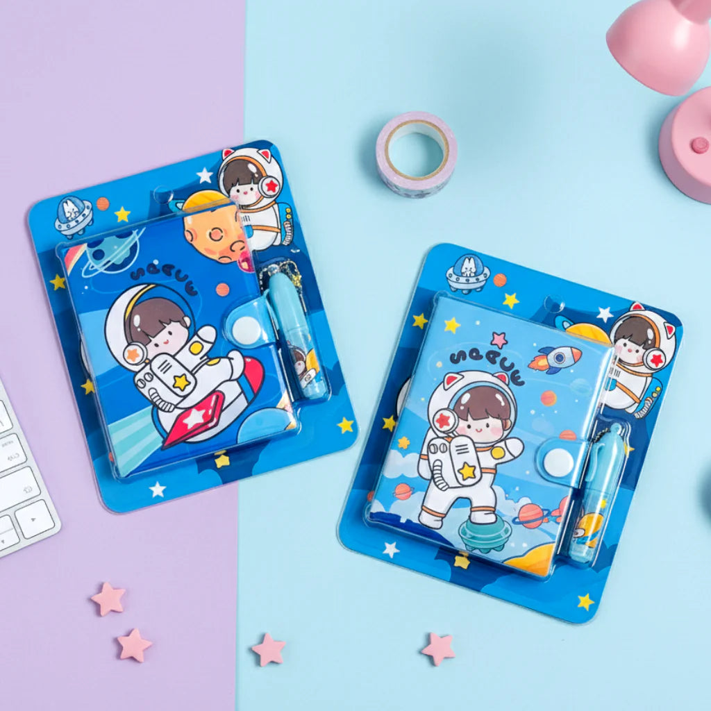 🌟 Mini Diary with Pen Set – Cute Astronaut Design | Perfect Return Gift for Kids