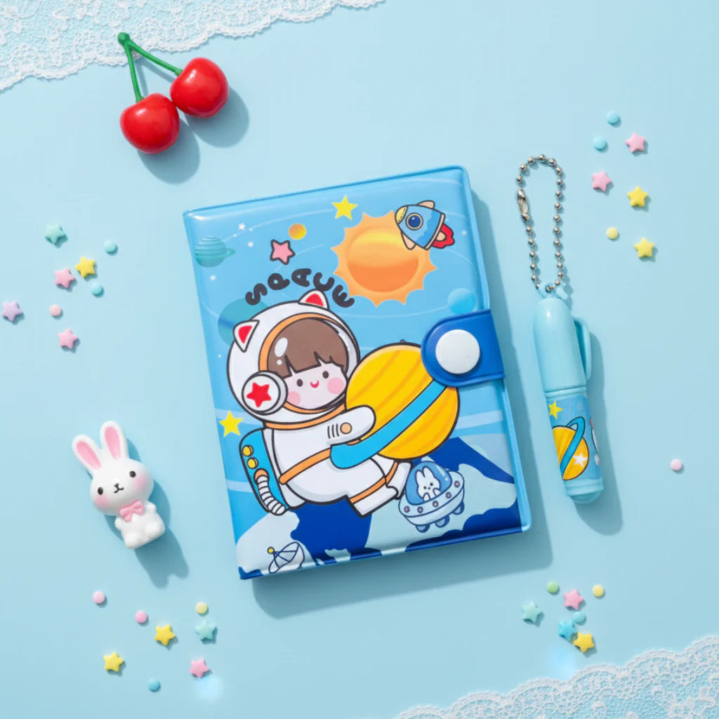 🌟 Mini Diary with Pen Set – Cute Astronaut Design | Perfect Return Gift for Kids