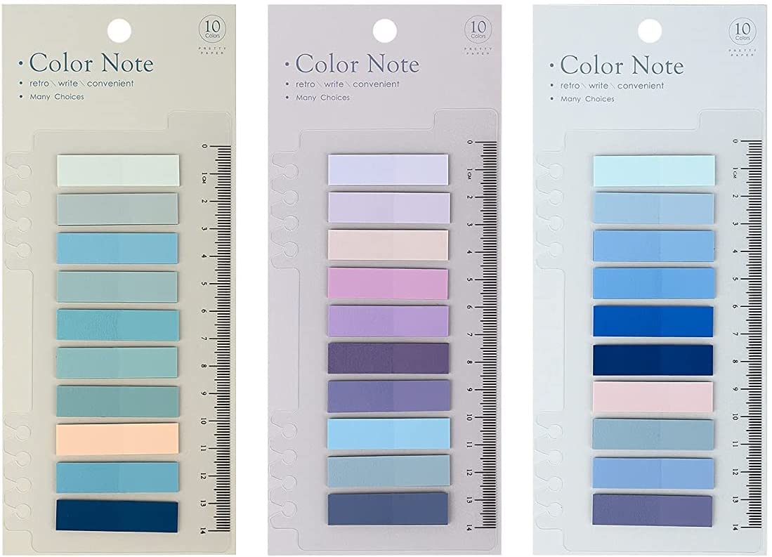 📘 Mini Sticky Notes Bookmark Set – 10 Colors (Pack of 3)
