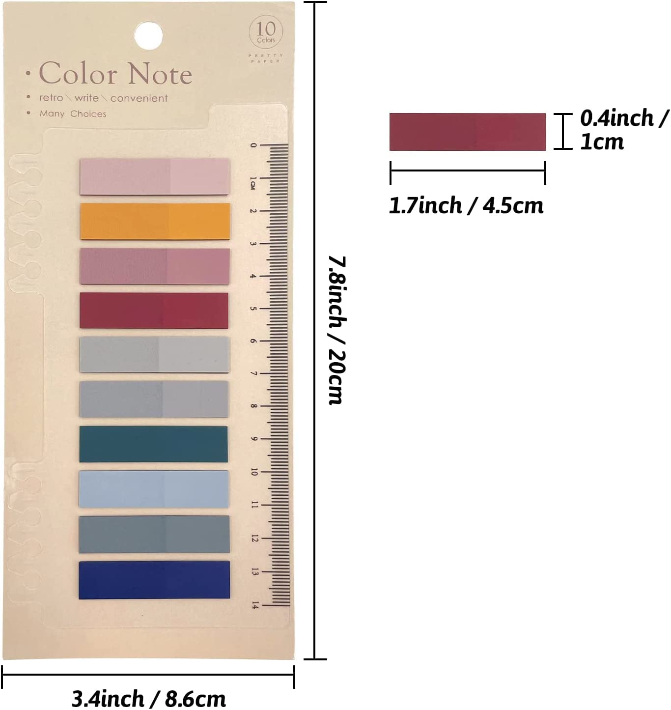 📘 Mini Sticky Notes Bookmark Set – 10 Colors (Pack of 3)