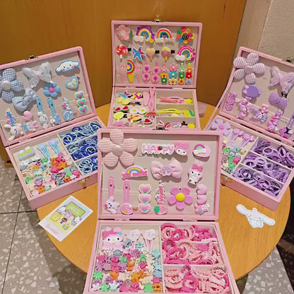 🩷 Barbie & My Melody Hair Accessories Storage Box Set – Cute Cartoon Organizer for Girls