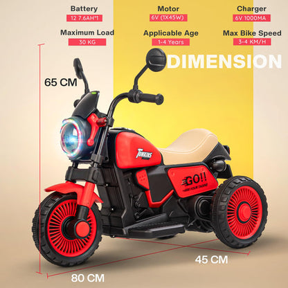 Bullet Harley New Rechargeable Ride-On Bike for Kids (1–4 Years) | Red | Light and Music | Toddler Electric Bike India