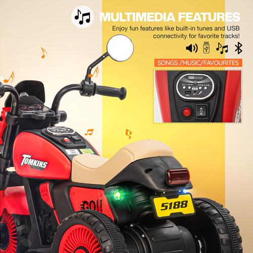 Bullet Harley New Rechargeable Ride-On Bike for Kids (1–4 Years) | Red | Light and Music | Toddler Electric Bike India