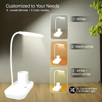 Versatile Table Study Lamp with 3 Dimmable Lights & USB Charging | Best Quality