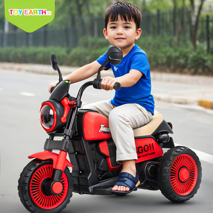 Bullet Harley New Rechargeable Ride-On Bike for Kids (1–4 Years) | Red | Light and Music | Toddler Electric Bike India